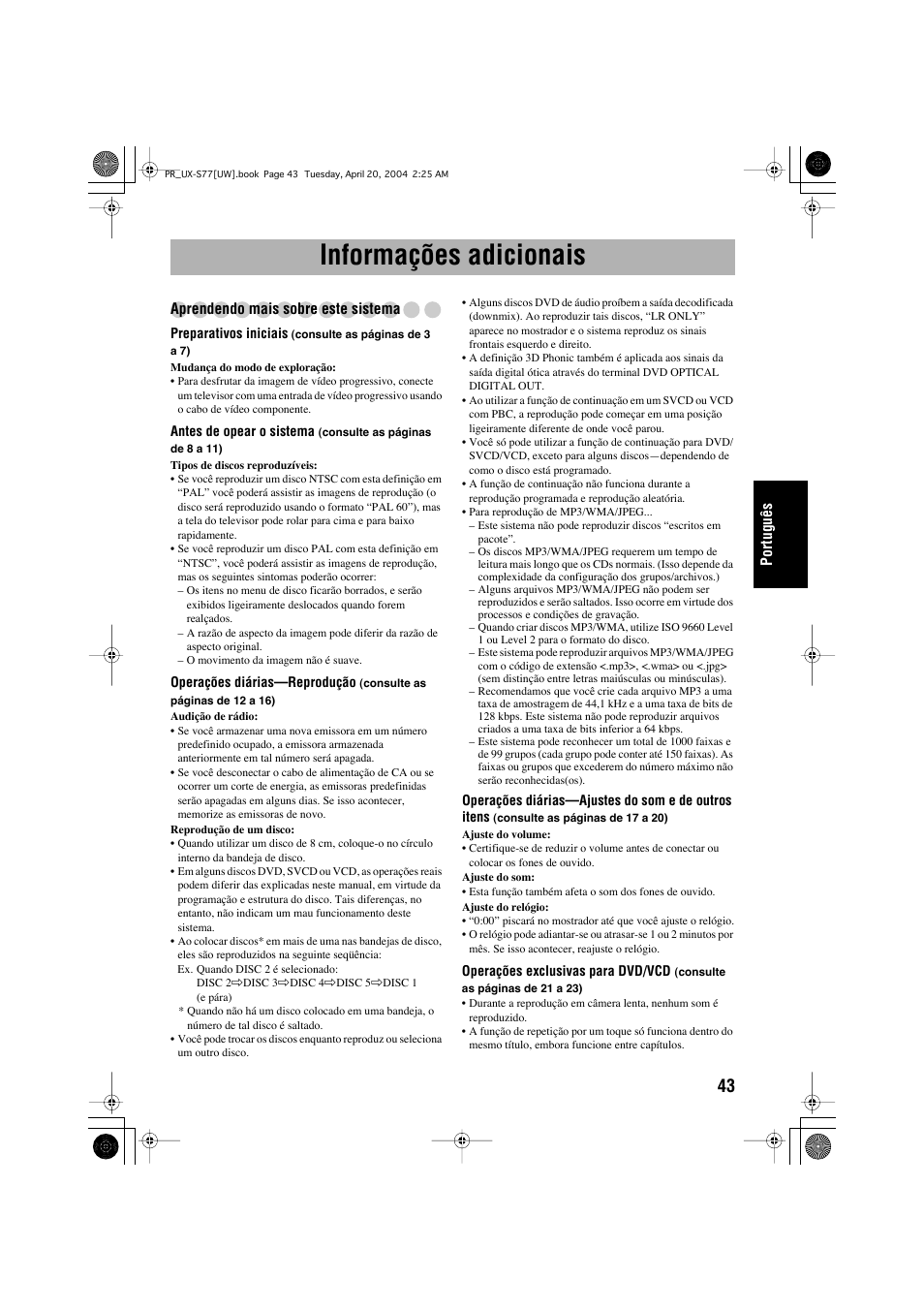 Informações adicionais | JVC UX-S77 User Manual | Page 147 / 155