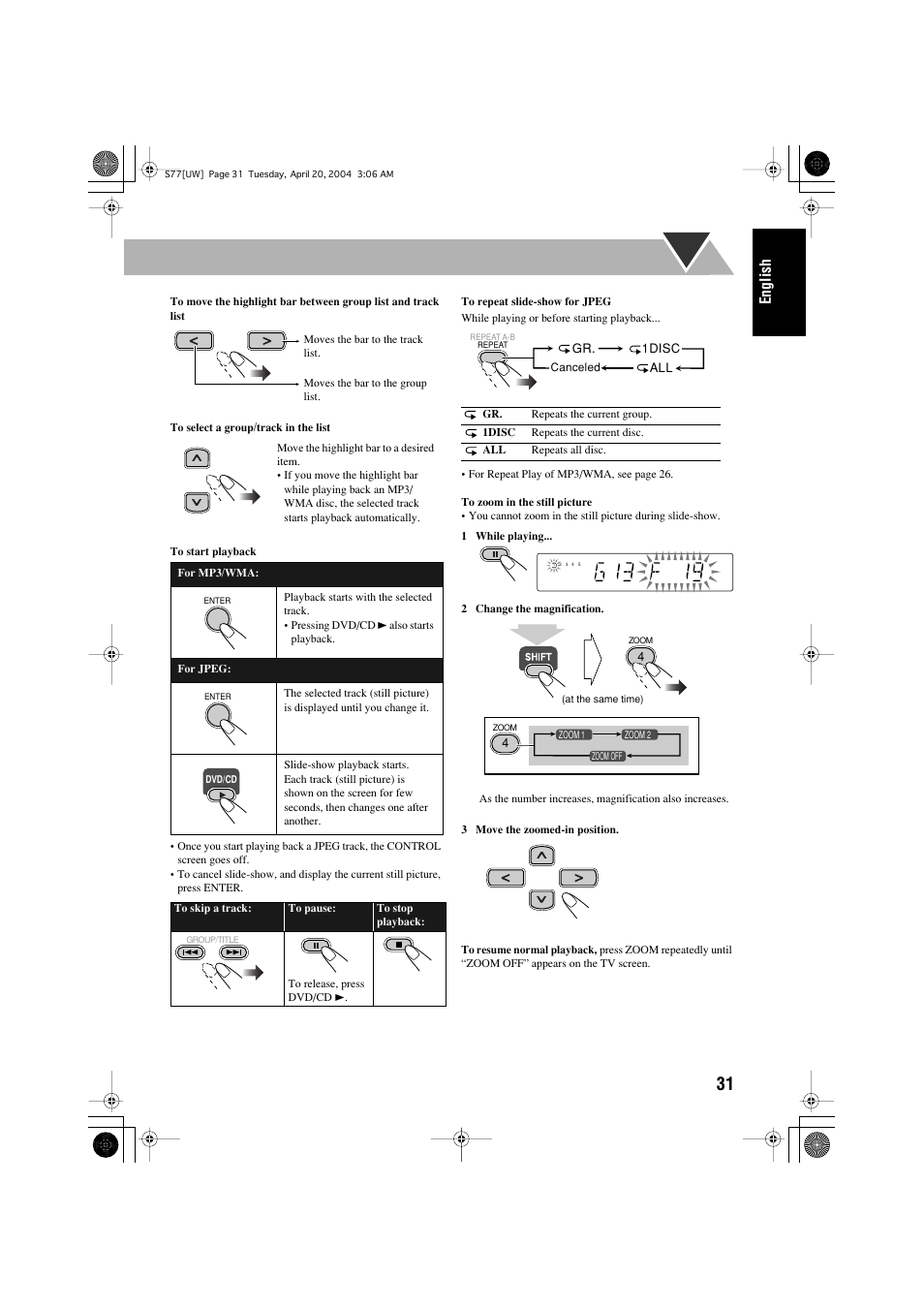 English | JVC UX-S77 User Manual | Page 35 / 155