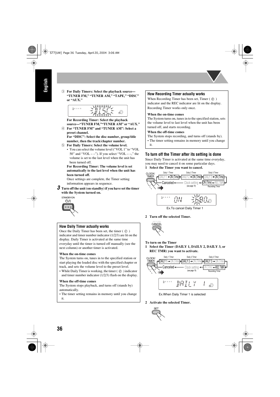 English | JVC UX-S77 User Manual | Page 40 / 155