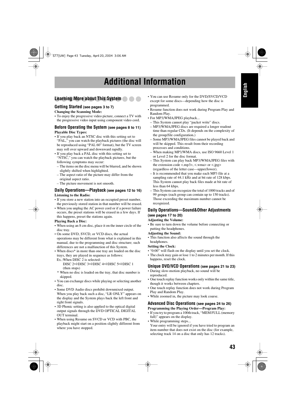 Additional information | JVC UX-S77 User Manual | Page 47 / 155
