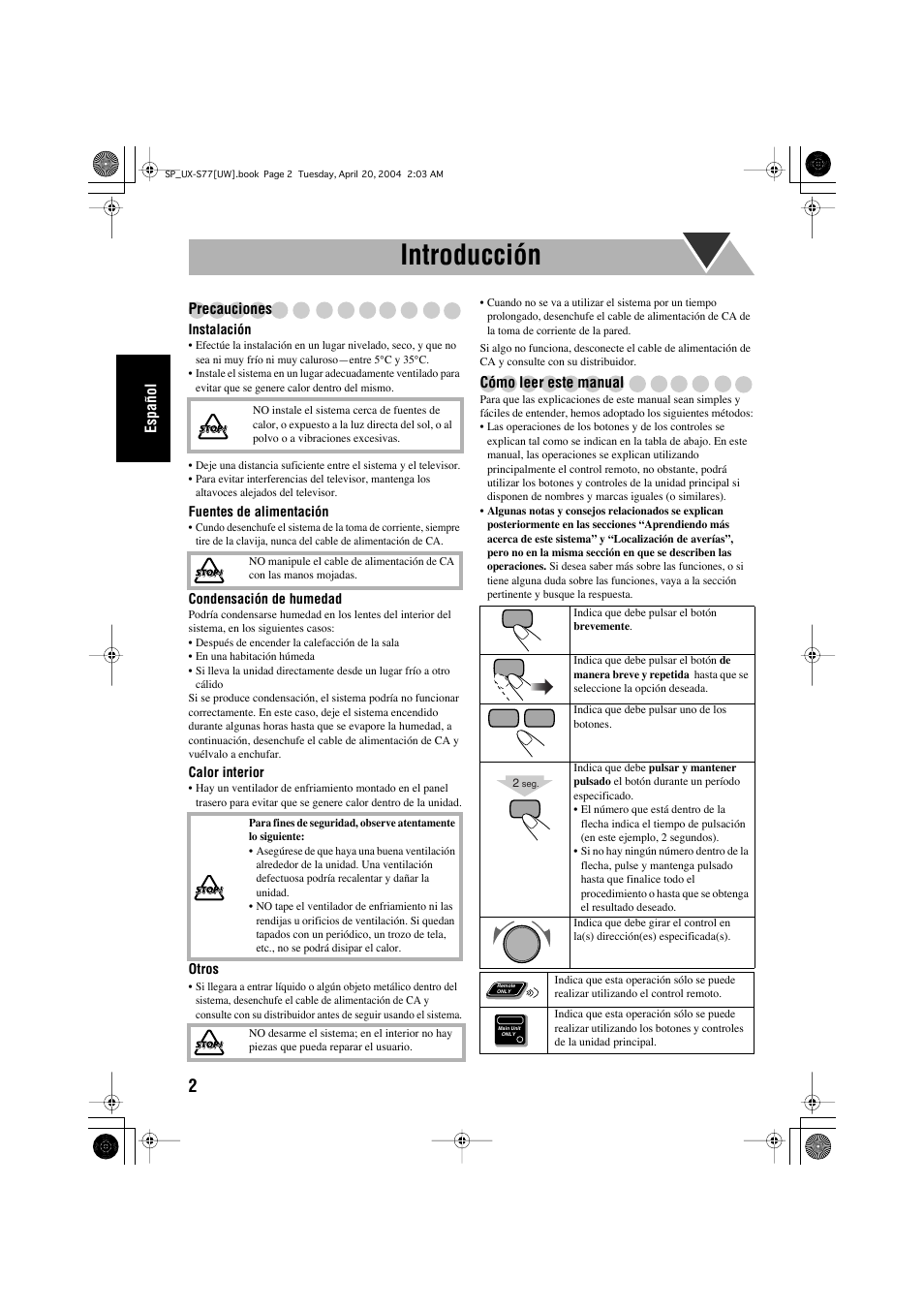 Introducción | JVC UX-S77 User Manual | Page 56 / 155