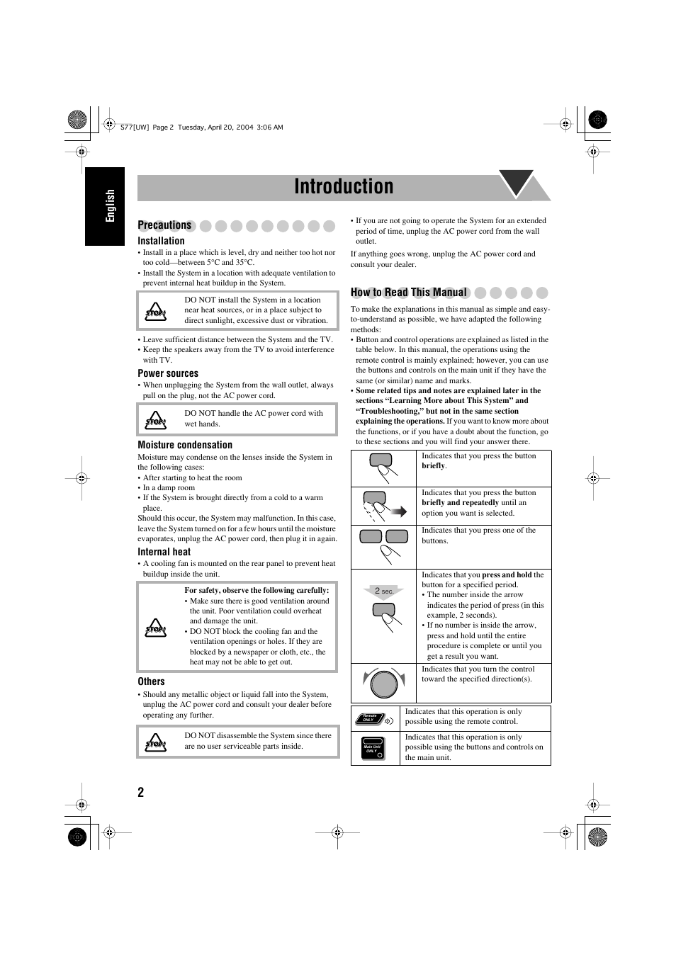 Introduction | JVC UX-S77 User Manual | Page 6 / 155