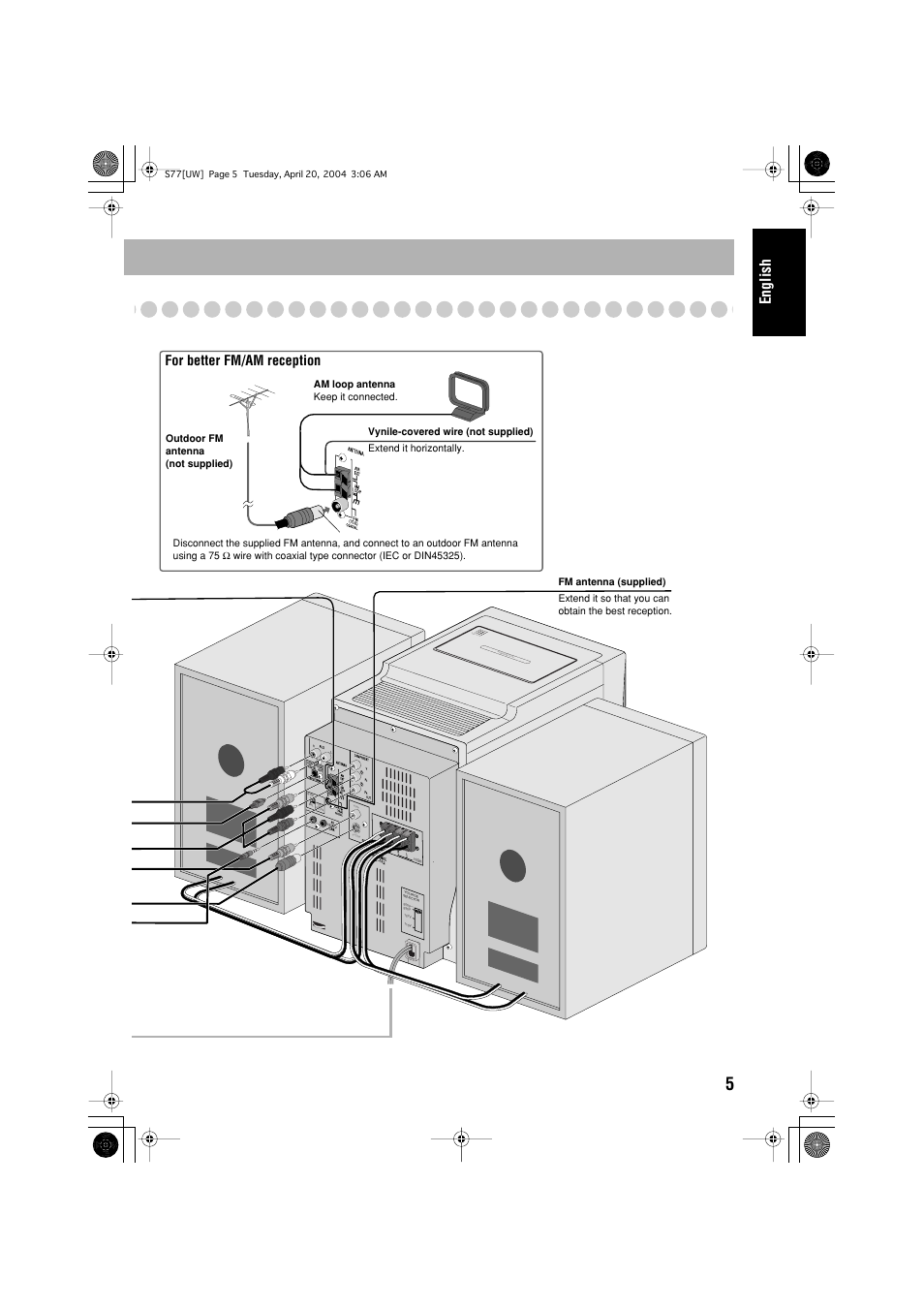 English, Push open aut o reverse, For better fm/am reception | JVC UX-S77 User Manual | Page 9 / 155