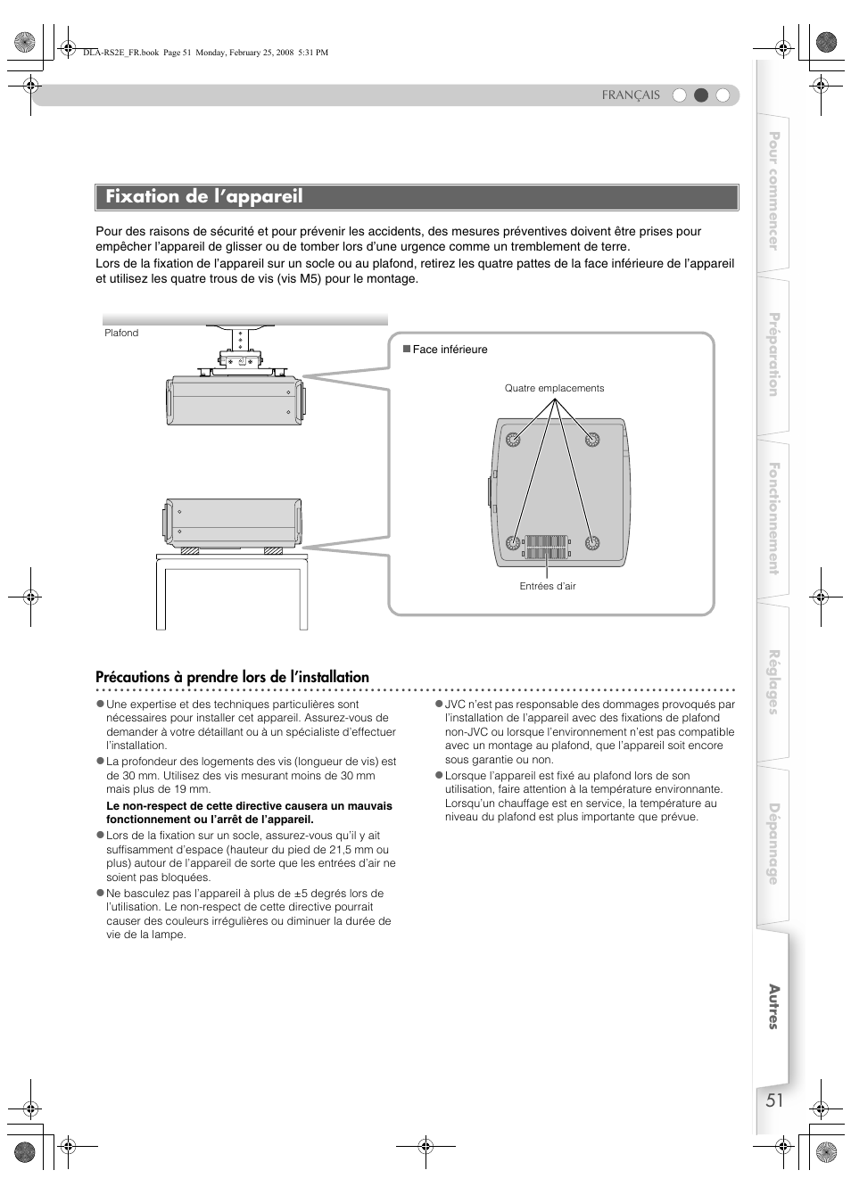 Fixation de l’appareil | JVC LCT2441-001B User Manual | Page 105 / 162