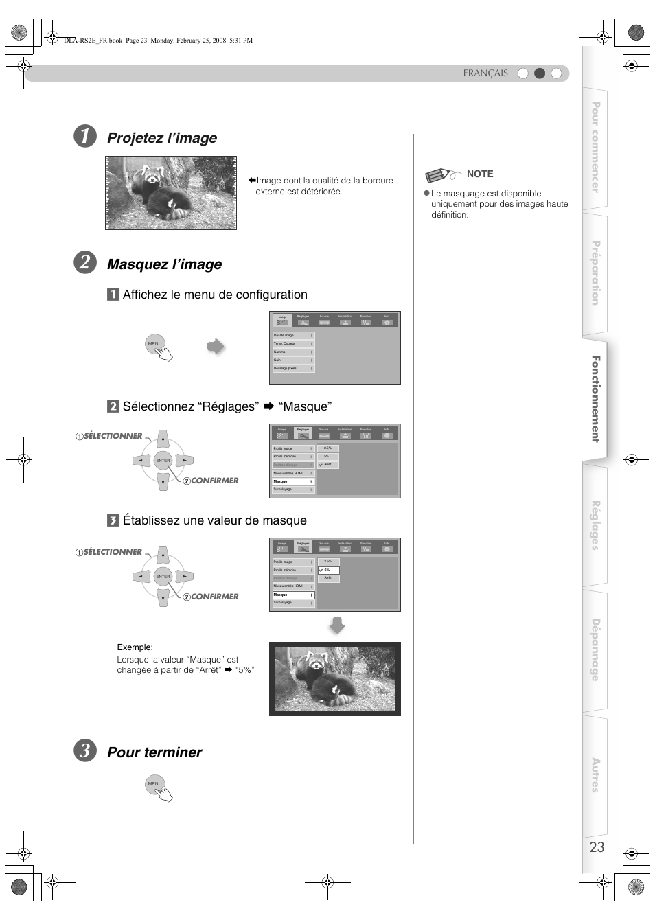 Projetez l’image, Masquez l’image, Pour terminer | Français | JVC LCT2441-001B User Manual | Page 77 / 162