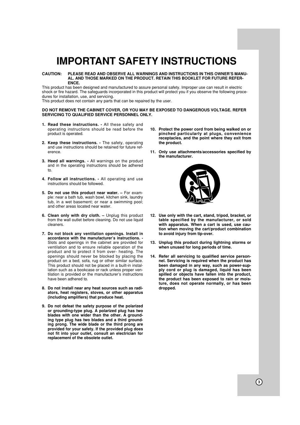 Important safety instructions | JVC HR-XVC19SUS User Manual | Page 3 / 42