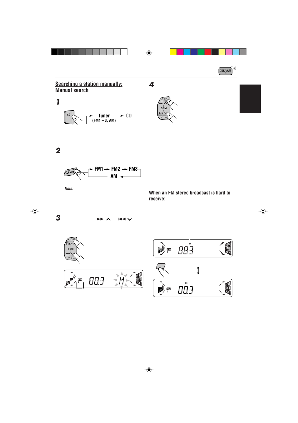 Searching a station manually: manual search | JVC KD-S785 User Manual | Page 9 / 31