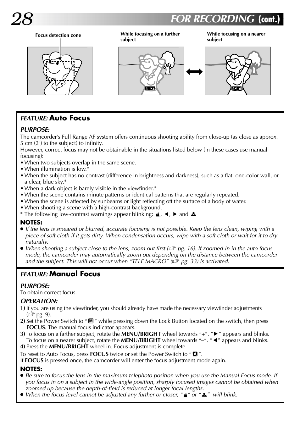 For recording, Cont.) | JVC GR-DVL315 User Manual | Page 28 / 68