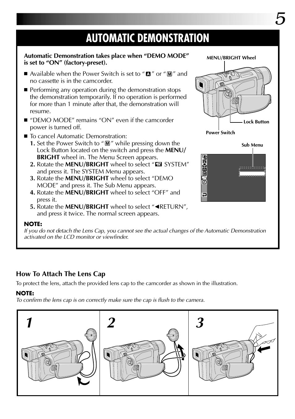 Automatic demonstration | JVC GR-DVL315 User Manual | Page 5 / 68