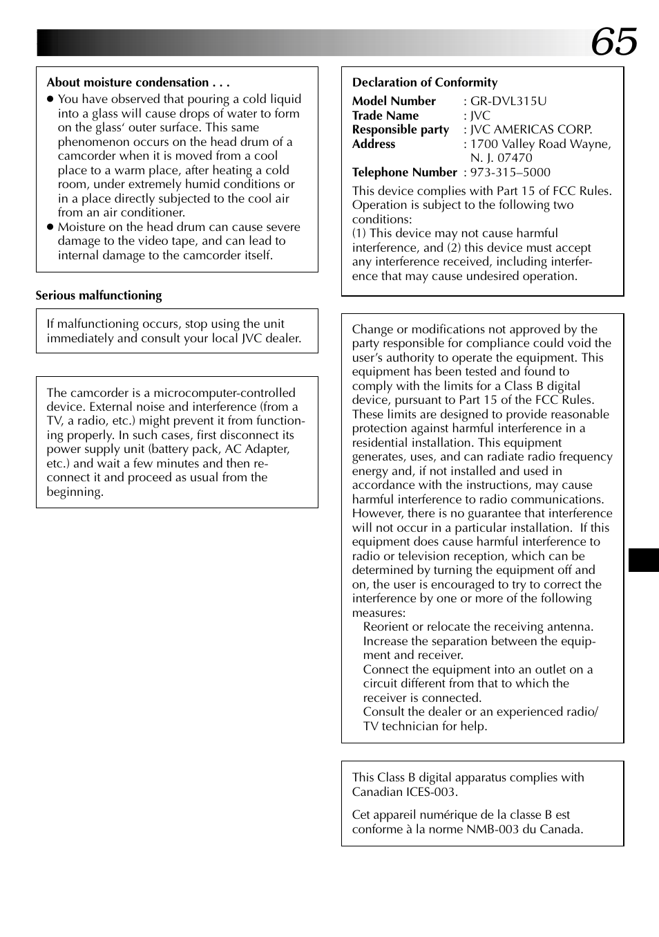 JVC GR-DVL315 User Manual | Page 65 / 68