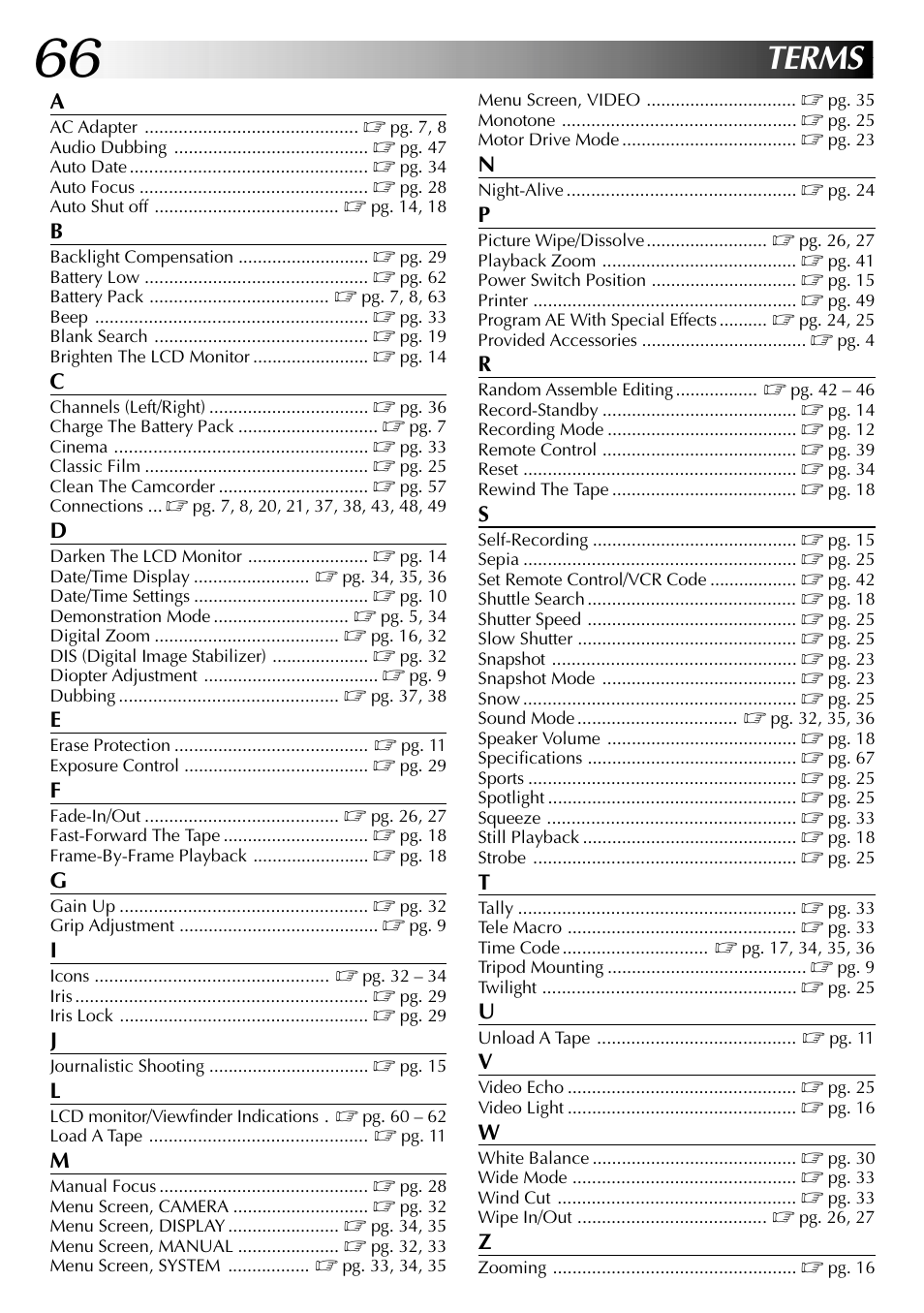 Terms | JVC GR-DVL315 User Manual | Page 66 / 68