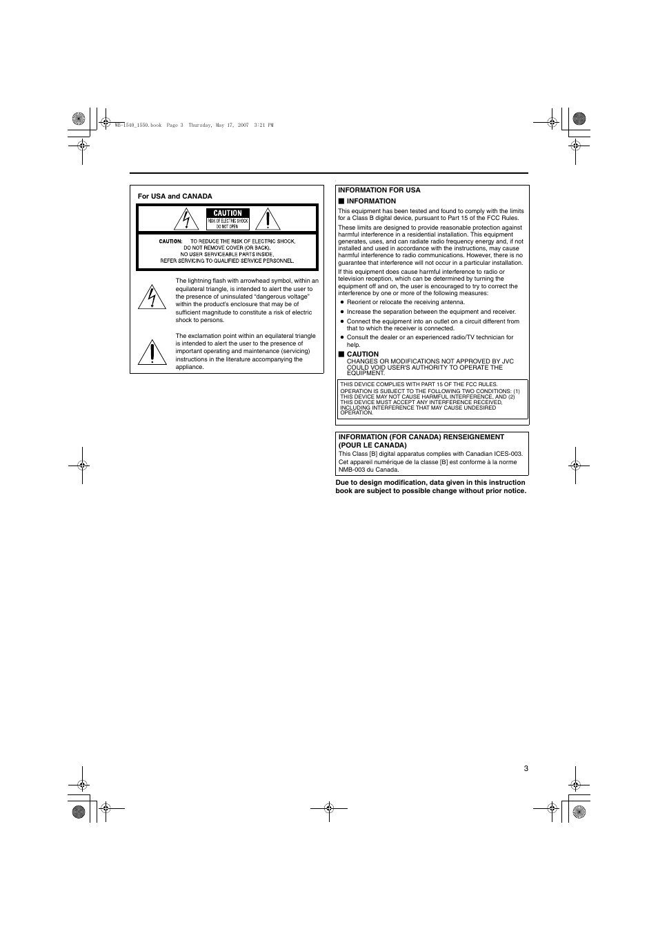JVC WB-1540U User Manual | Page 3 / 16