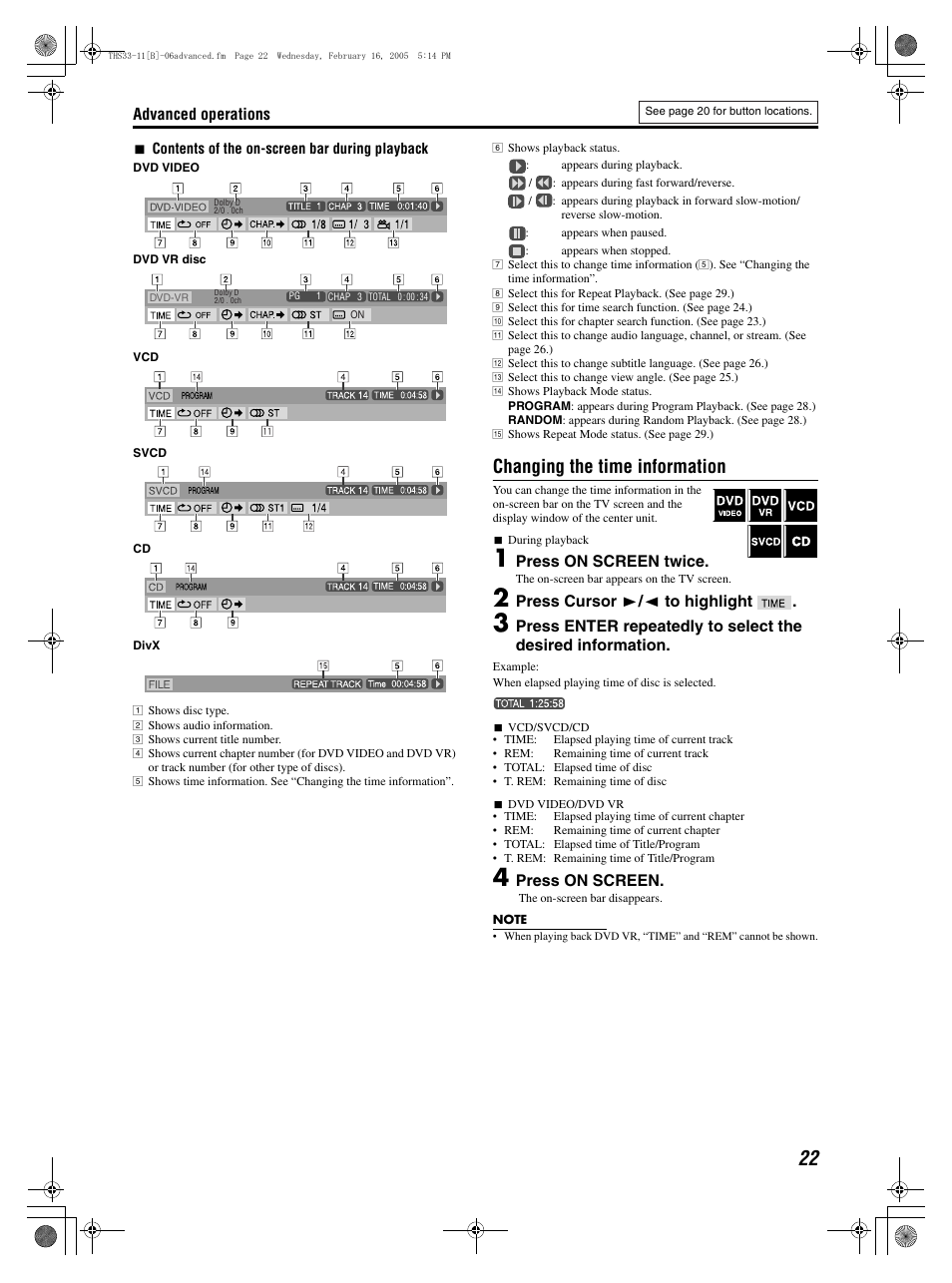 Changing the time information | JVC SP-THS11F User Manual | Page 25 / 43