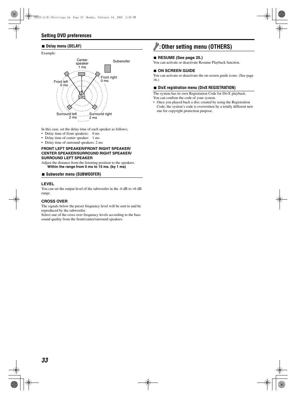Other setting menu (others), Setting dvd preferences | JVC SP-THS11F User Manual | Page 36 / 43