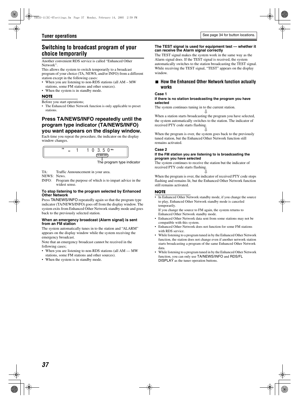 Tuner operations | JVC SP-THS11F User Manual | Page 40 / 43