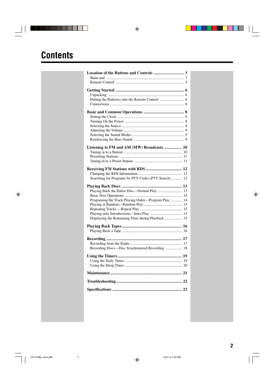 JVC CA-UXH10 User Manual | Page 5 / 26