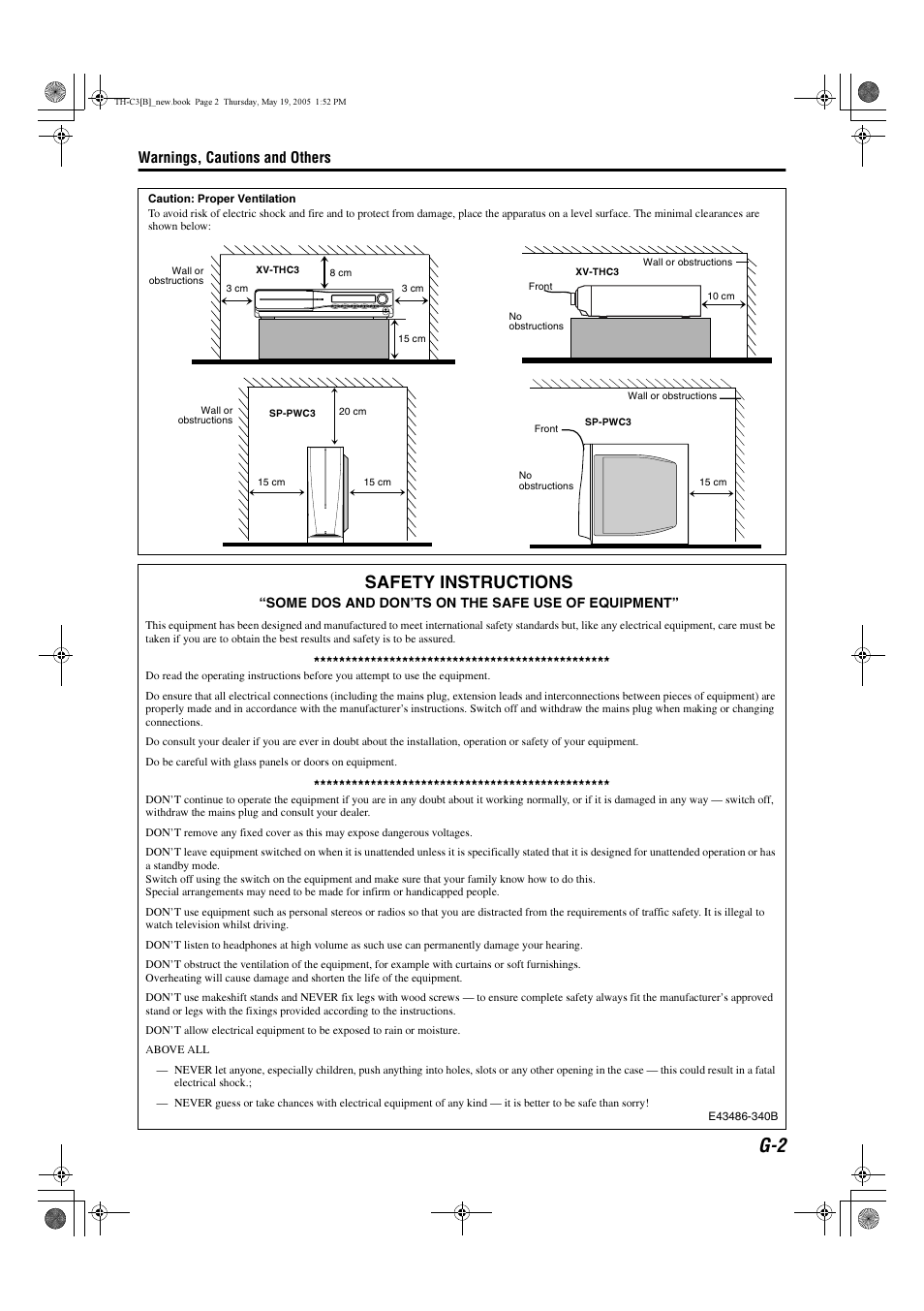 Safety instructions, Warnings, cautions and others | JVC SP-PWC3 User Manual | Page 3 / 44