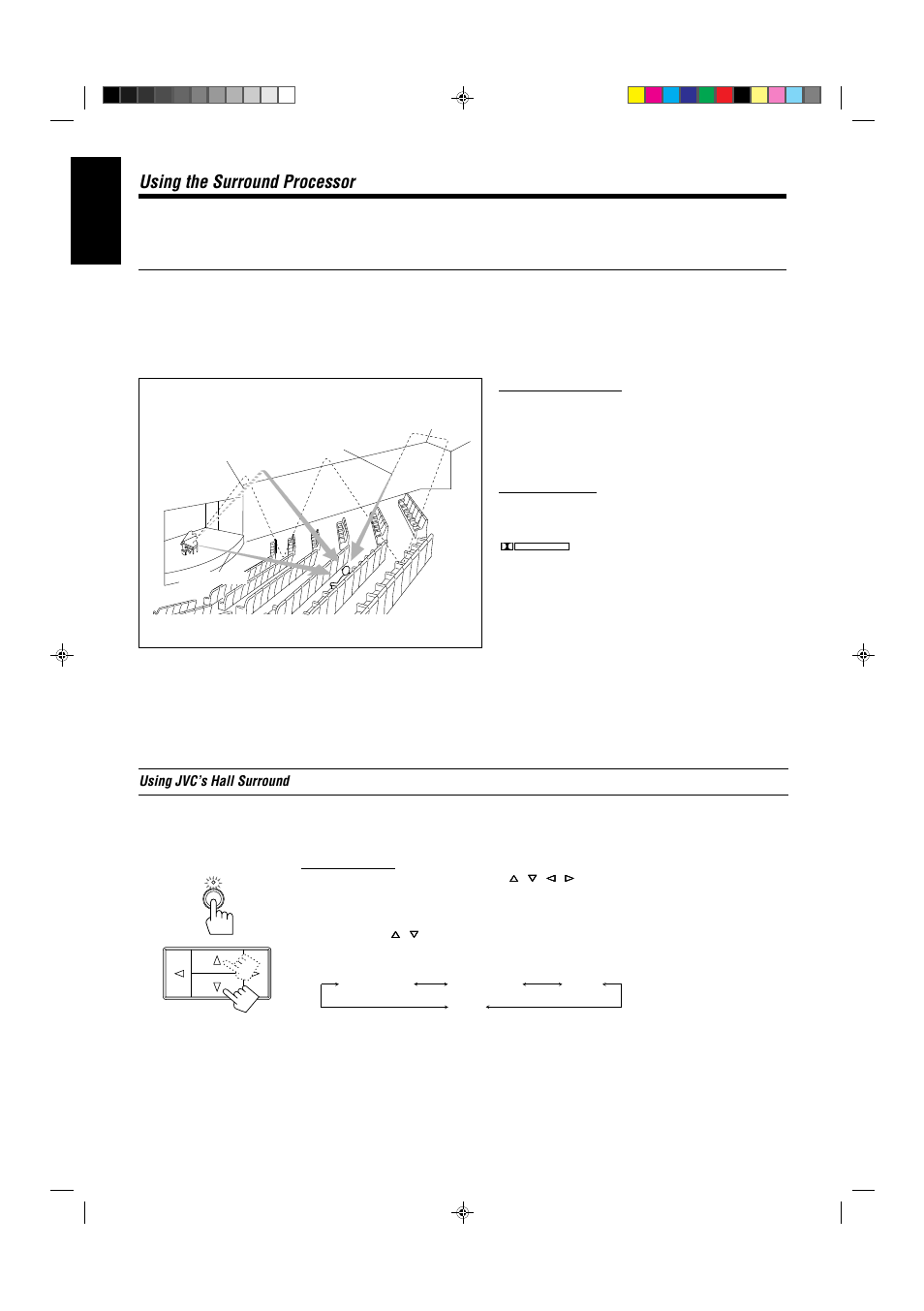 Using the surround processor, English | JVC AX-V5BK User Manual | Page 22 / 34