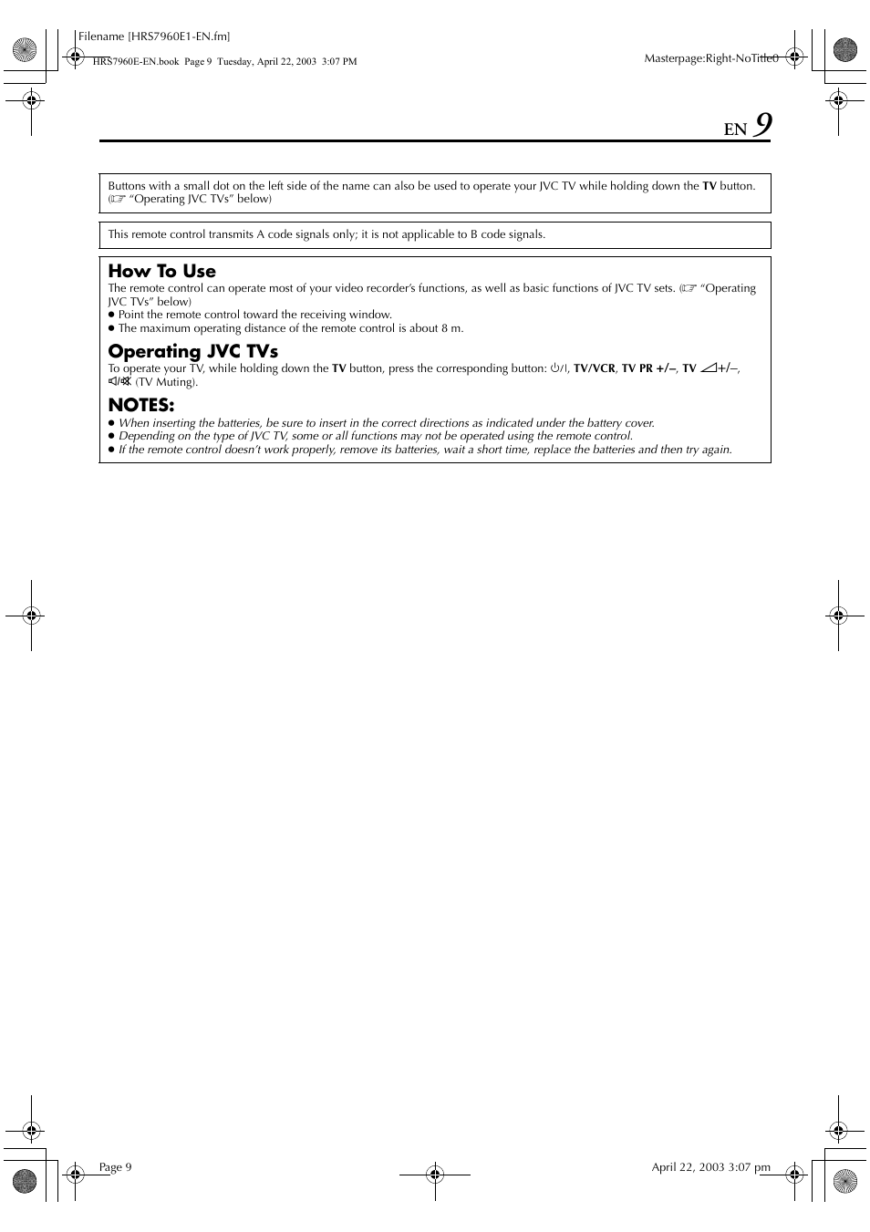 How to use, Operating jvc tvs | JVC HR-S7960E User Manual | Page 9 / 68