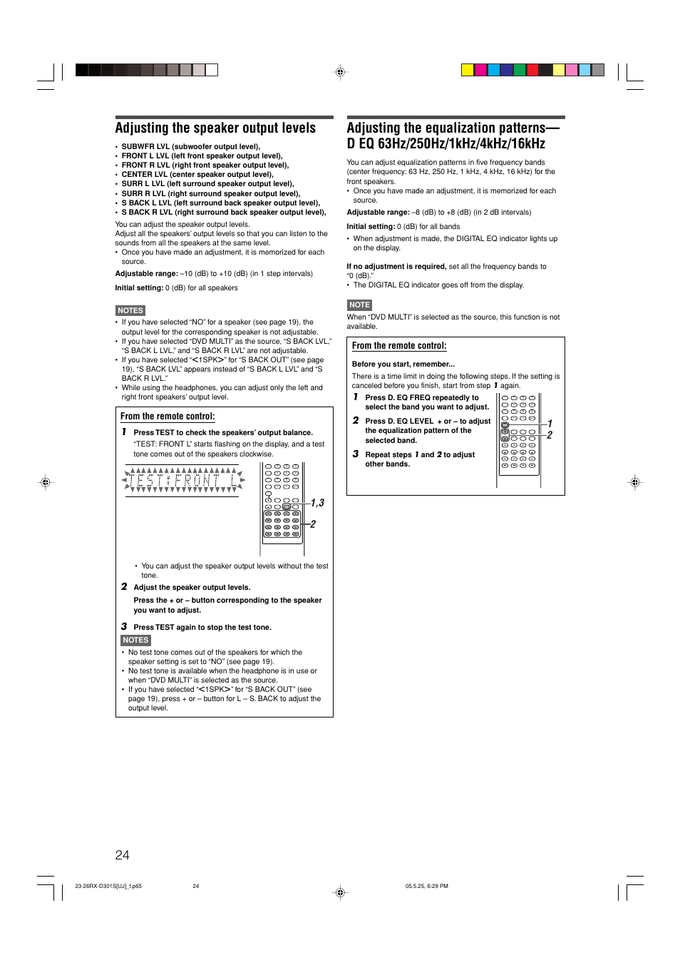 Adjusting the speaker output levels | JVC LVT1321-010C User Manual | Page 26 / 45