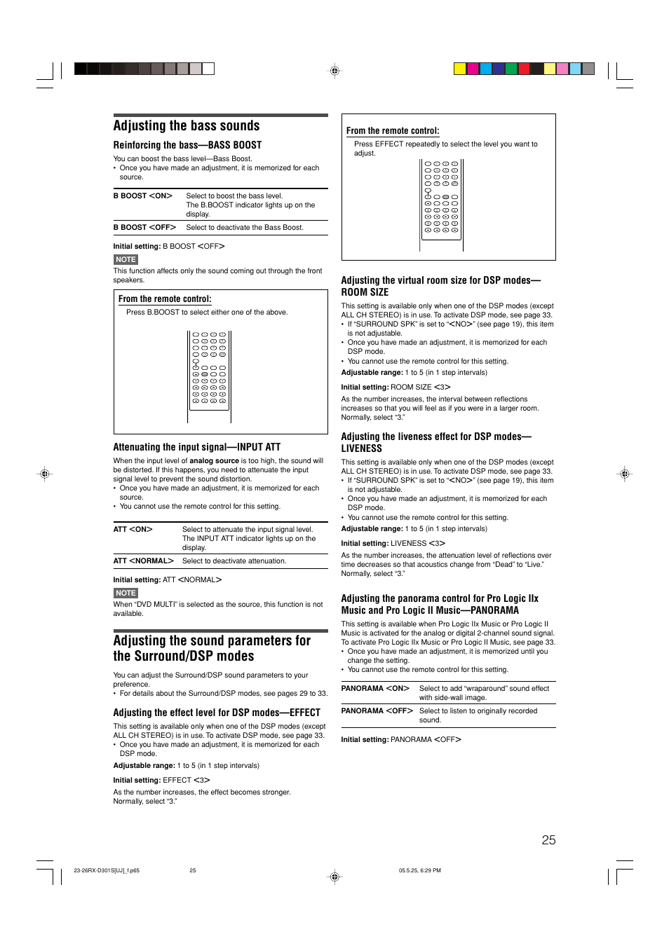 Adjusting the bass sounds, Reinforcing the bass—bass boost, Attenuating the input signal—input att | Adjusting the effect level for dsp modes—effect | JVC LVT1321-010C User Manual | Page 27 / 45