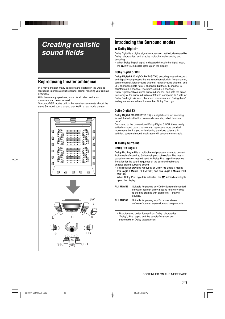 Creating realistic sound fields, Reproducing theater ambience, Introducing the surround modes | JVC LVT1321-010C User Manual | Page 31 / 45