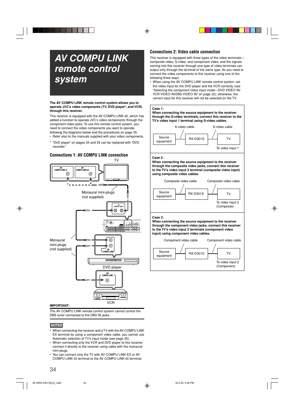 Av compu link remote control system | JVC LVT1321-010C User Manual | Page 36 / 45