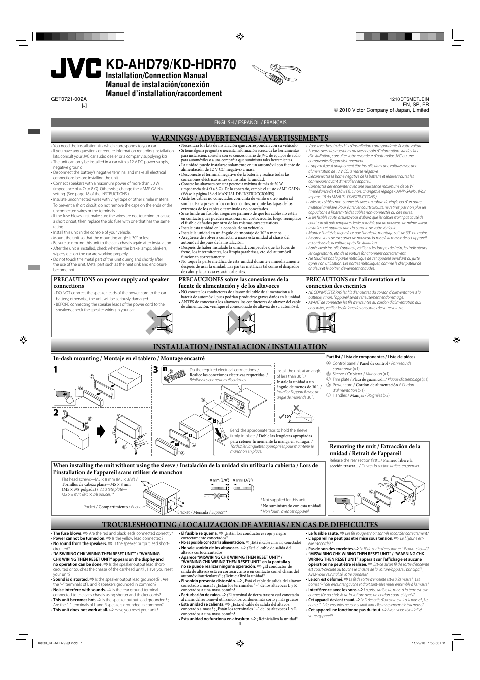JVC GET0721-002A User Manual | 2 pages
