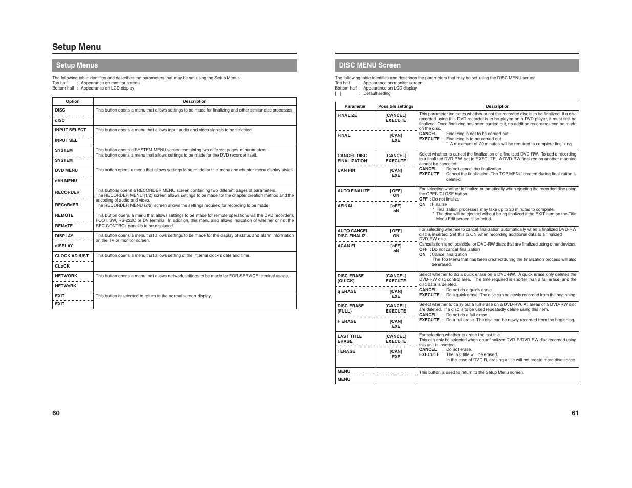 Setup menu, Setup menus, Disc menu screen | JVC BD-X201M User Manual | Page 36 / 45
