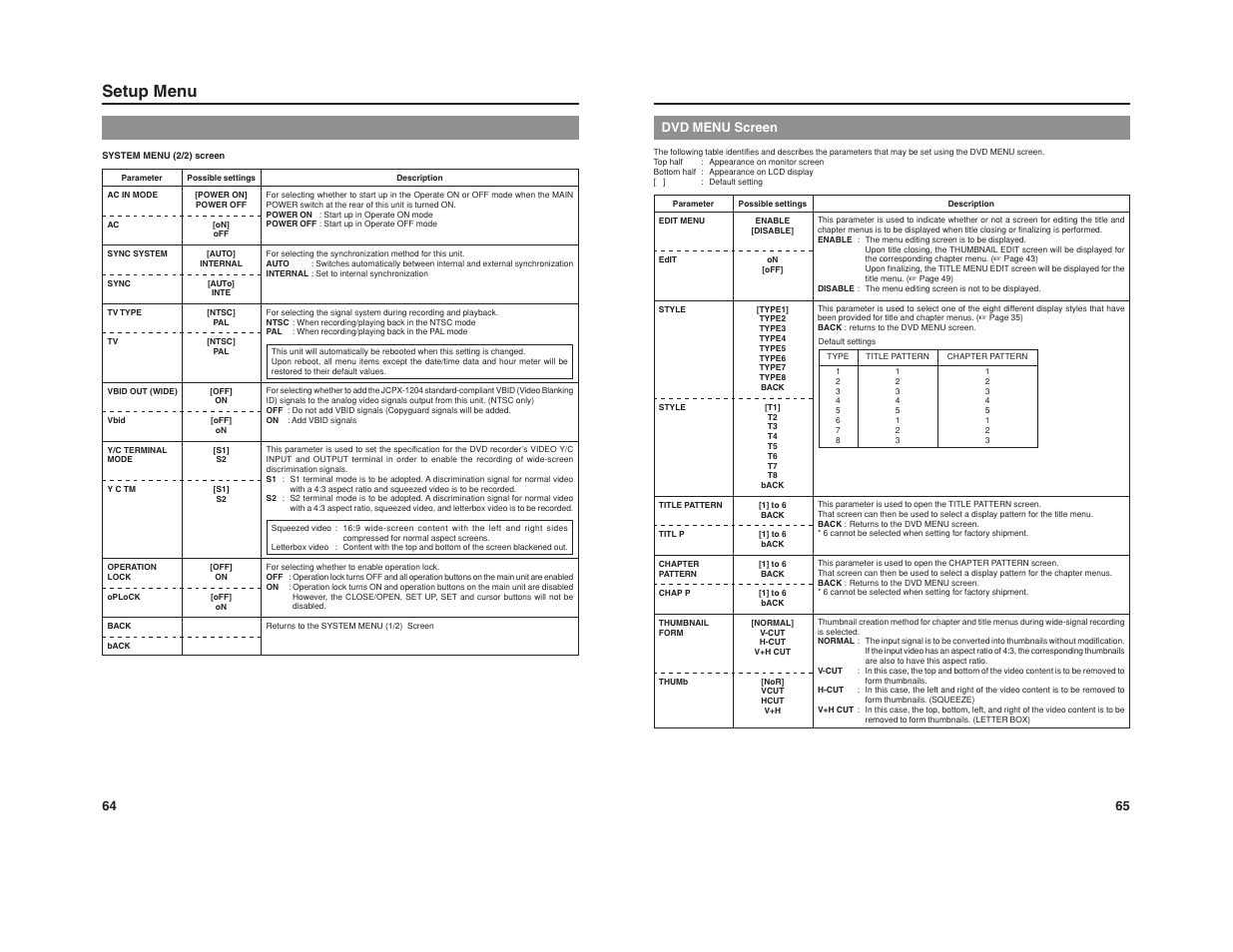 Setup menu, 65 dvd menu screen | JVC BD-X201M User Manual | Page 38 / 45