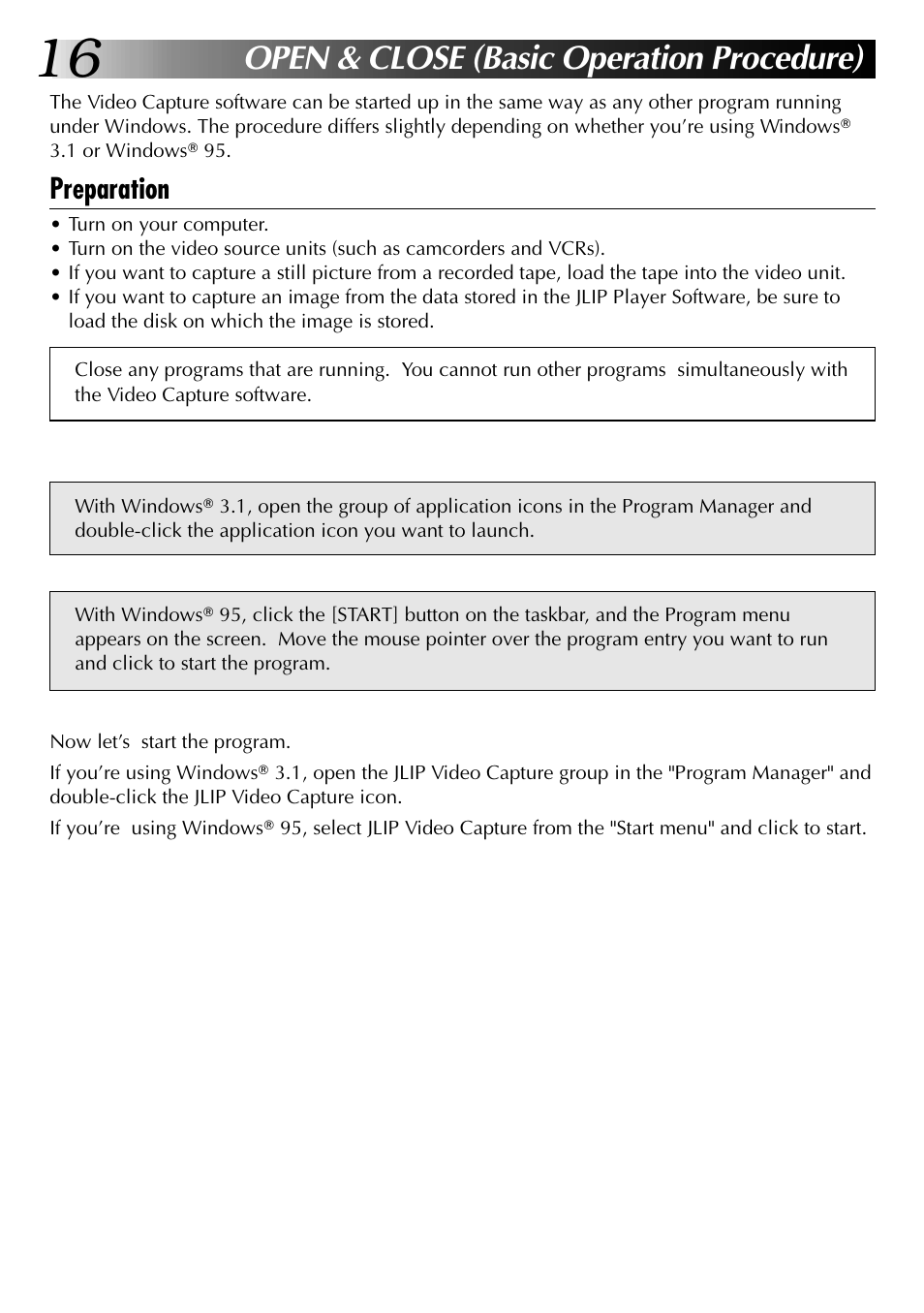 Open & close (basic operation procedure), Preparation | JVC 0397MKV*UN*SN User Manual | Page 16 / 68