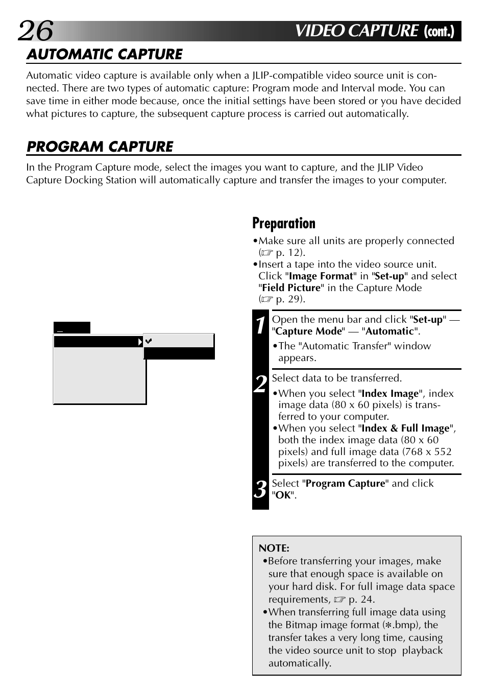 Video capture, Cont.), Preparation | JVC 0397MKV*UN*SN User Manual | Page 26 / 68