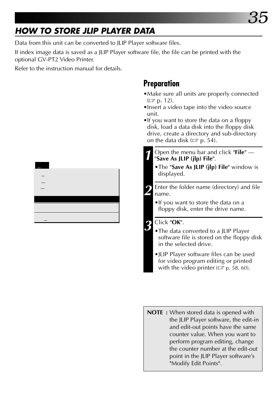 Preparation, How to store jlip player data | JVC 0397MKV*UN*SN User Manual | Page 35 / 68