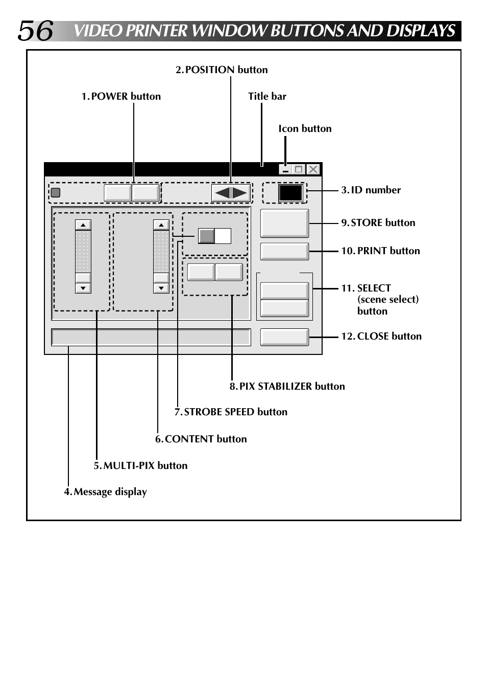 Video printer window buttons and displays | JVC 0397MKV*UN*SN User Manual | Page 56 / 68