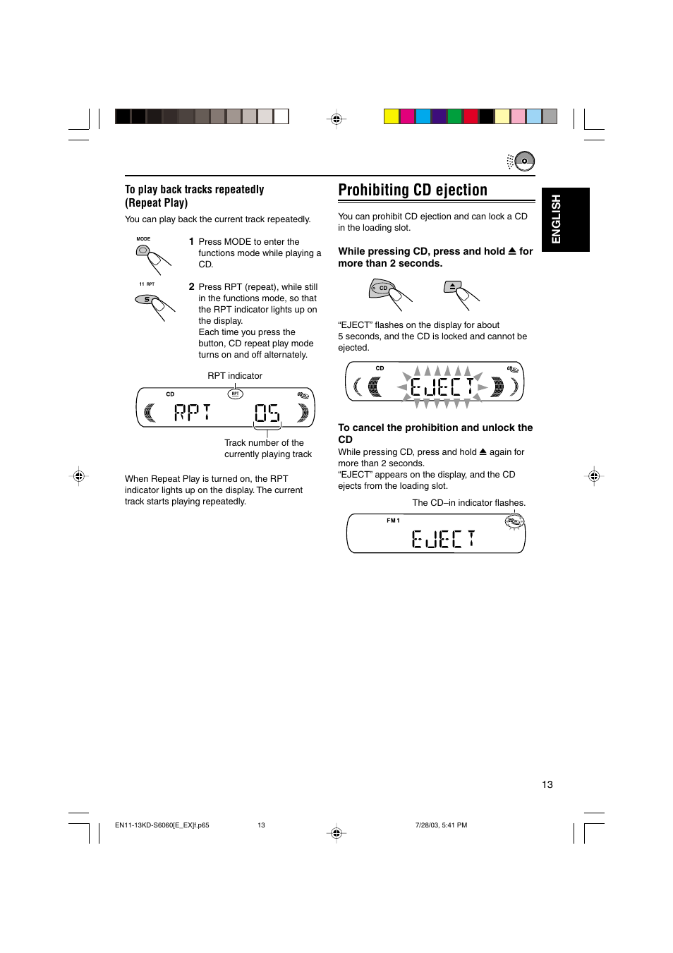 Prohibiting cd ejection | JVC KD-S6060 User Manual | Page 13 / 82