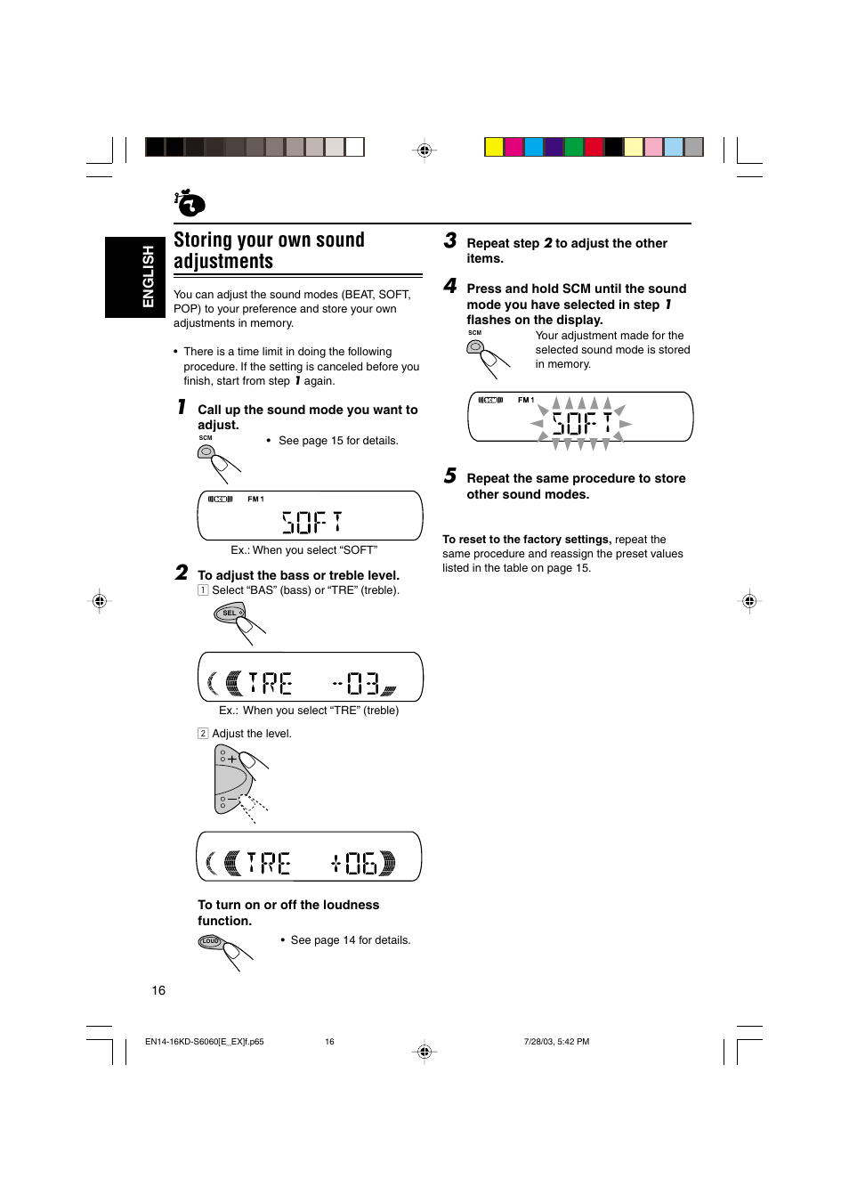 Storing your own sound adjustments | JVC KD-S6060 User Manual | Page 16 / 82