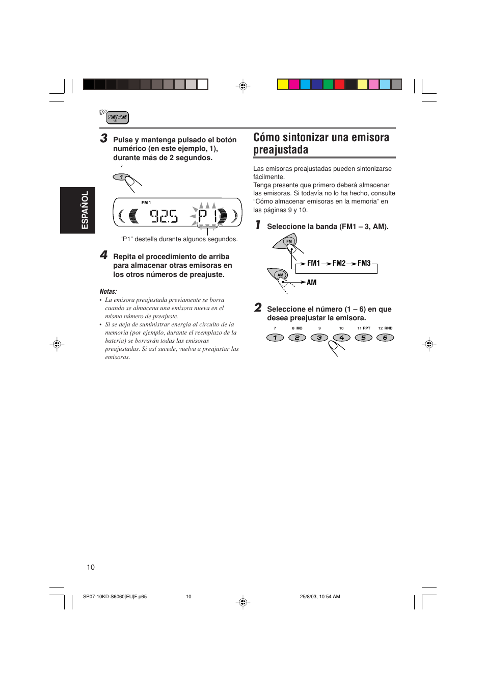 Cómo sintonizar una emisora preajustada, Esp a ñ ol | JVC KD-S6060 User Manual | Page 30 / 82