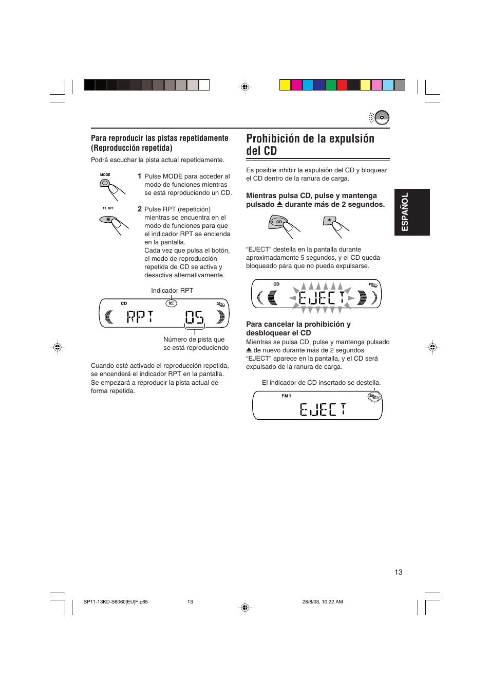 Prohibición de la expulsión del cd | JVC KD-S6060 User Manual | Page 33 / 82