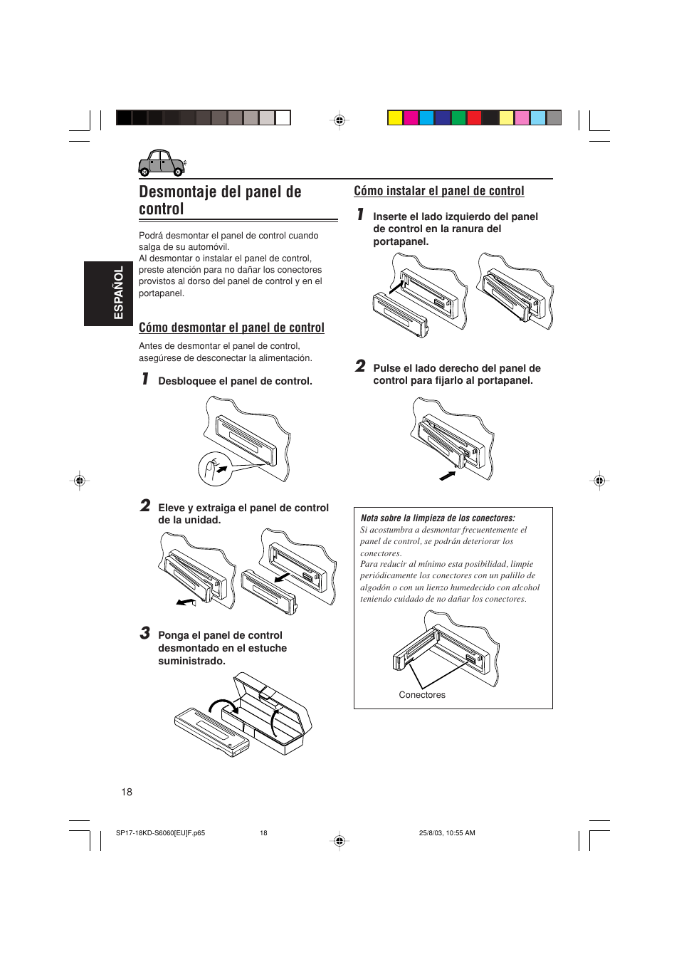 Desmontaje del panel de control | JVC KD-S6060 User Manual | Page 38 / 82