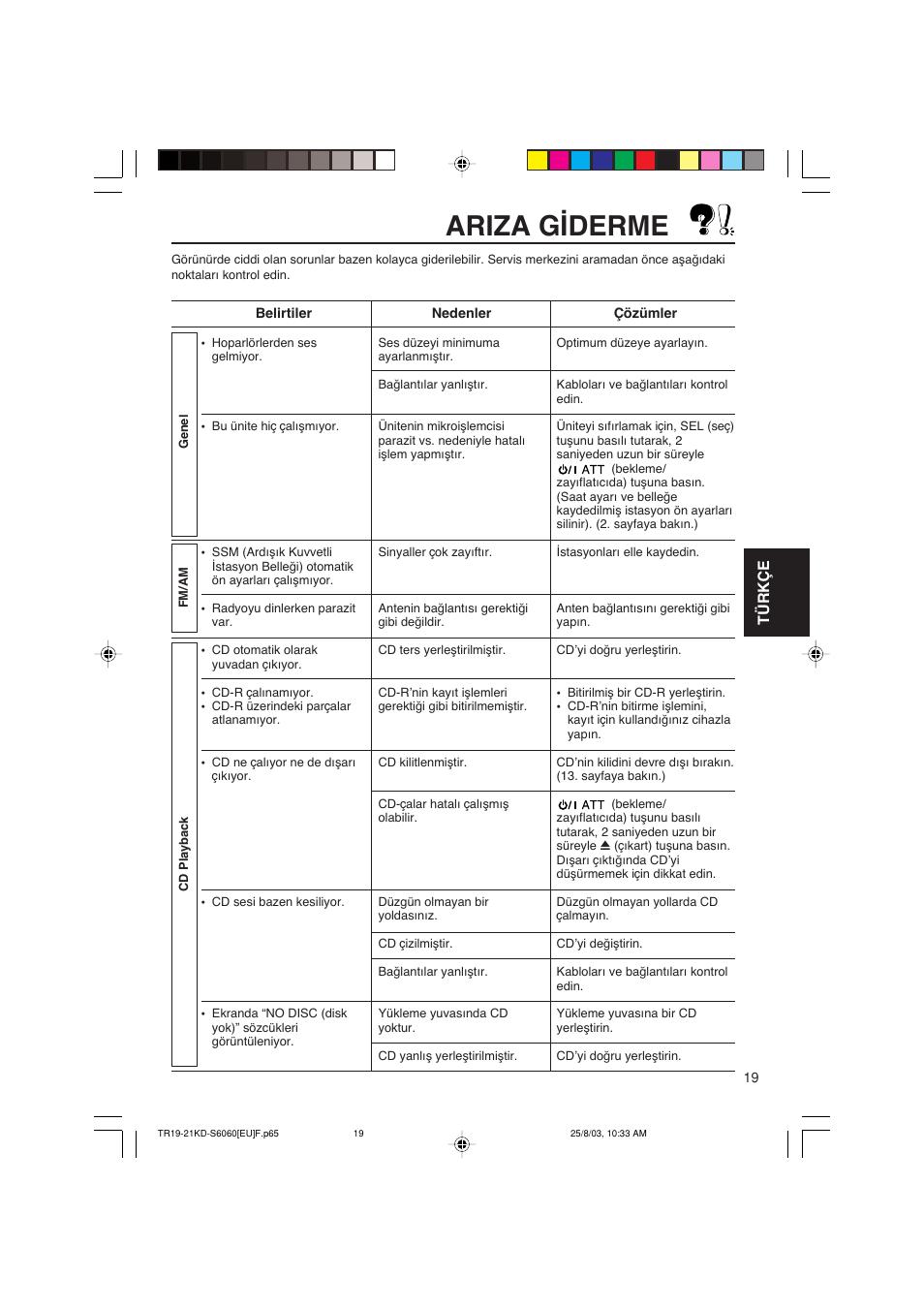 Ariza g∑derme, Türkçe | JVC KD-S6060 User Manual | Page 79 / 82