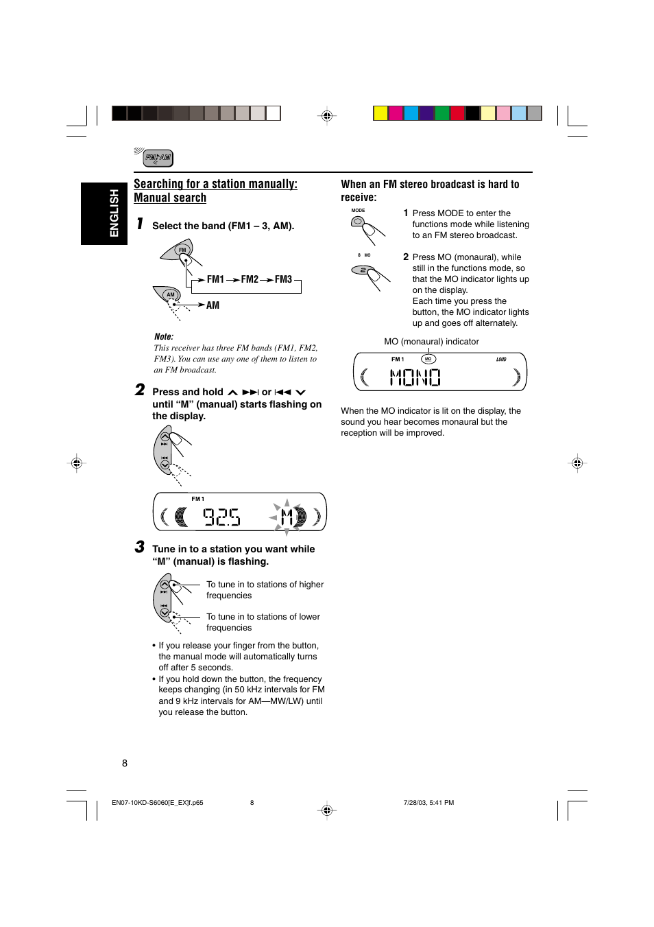 Searching for a station manually: manual search | JVC KD-S6060 User Manual | Page 8 / 82