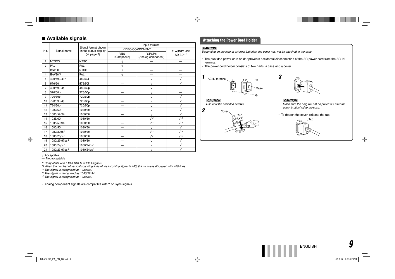 7 available signals | JVC DT-V9L1D User Manual | Page 9 / 18
