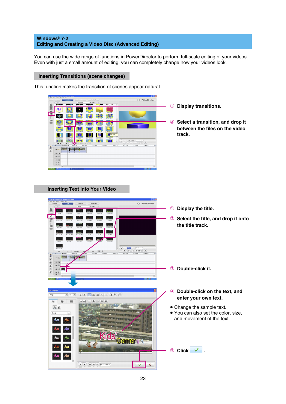 Editing and creating a video disc, Advanced editing) | JVC Everio GZ-HD30 User Manual | Page 23 / 48