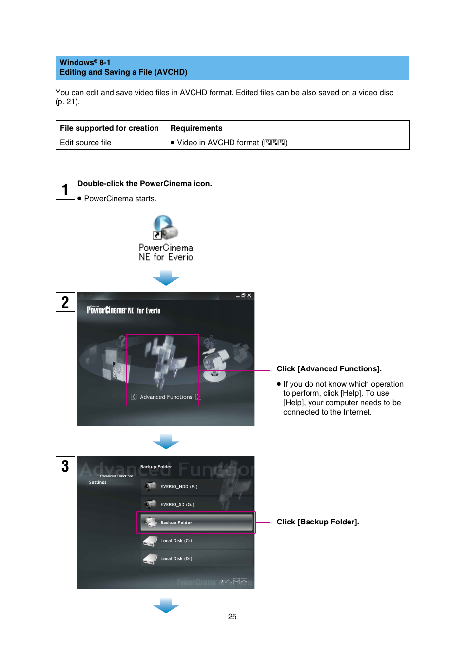 Editing and saving a file (avchd) | JVC Everio GZ-HD30 User Manual | Page 25 / 48