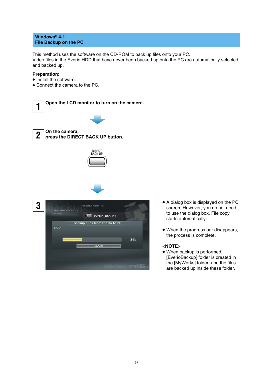 File backup on the pc | JVC Everio GZ-HD30 User Manual | Page 9 / 48