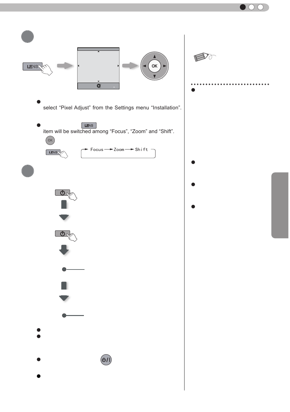 Adjust the shift (image position), Turn off power source, Operation | About cool down mode | JVC D-ILA DLA-RS60 User Manual | Page 33 / 78