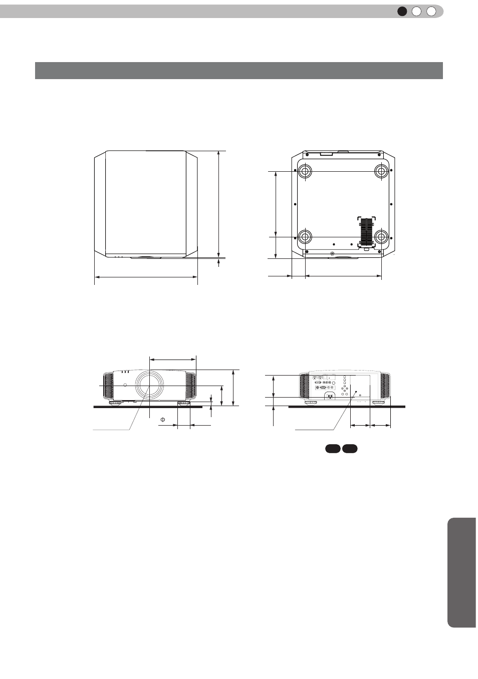 Dimensions, Others, English | Top surface front, Bottom surface back surface | JVC D-ILA DLA-RS60 User Manual | Page 75 / 78
