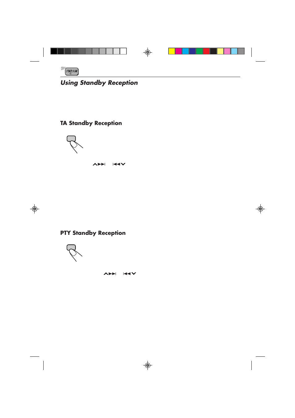 Using standby reception, Ta standby reception, Pty standby reception | JVC KD-S757R User Manual | Page 12 / 38