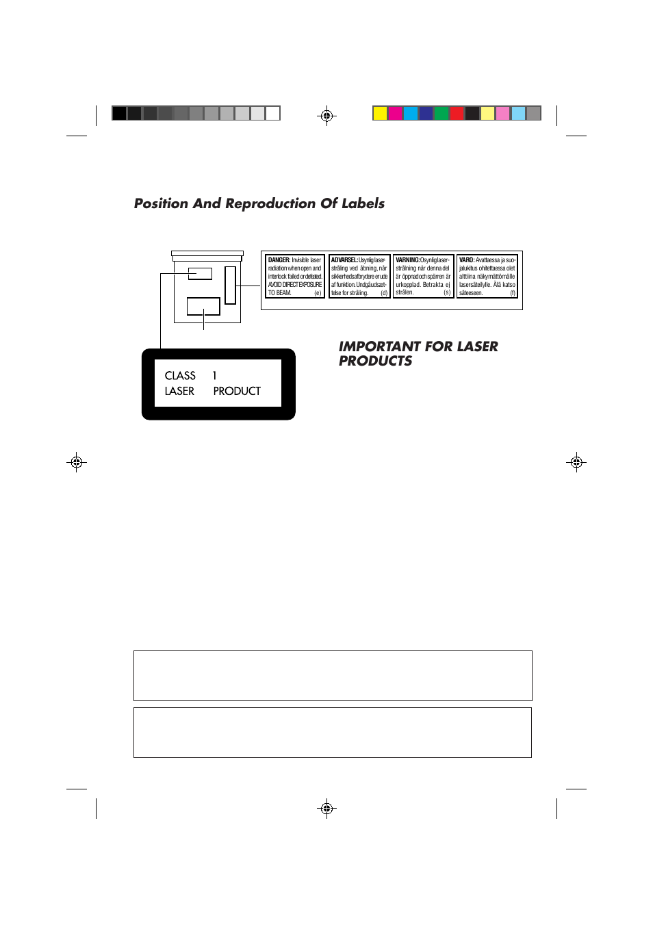 Important for laser products, Position and reproduction of labels | JVC KD-S757R User Manual | Page 2 / 38