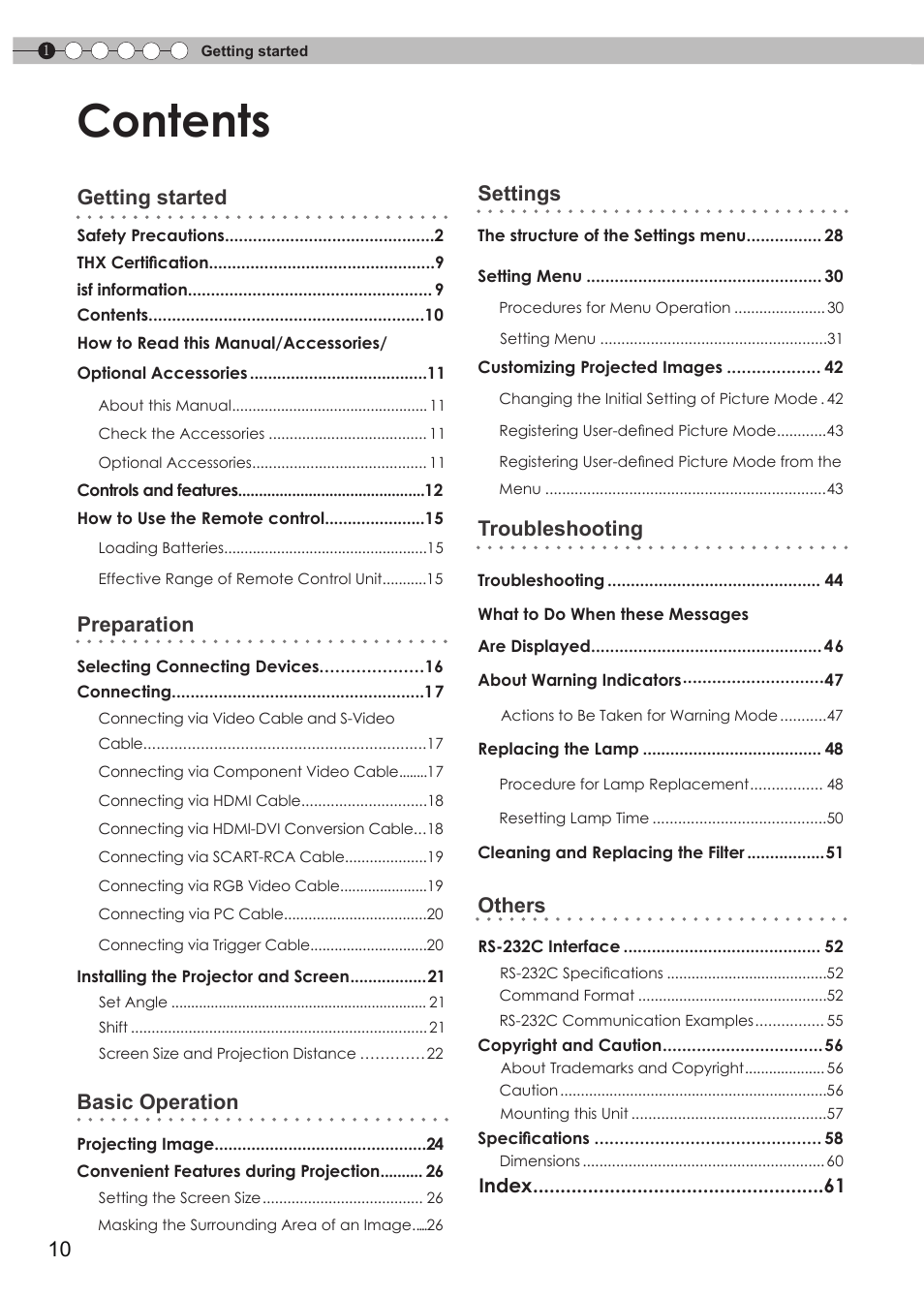 JVC DLA-RS35 User Manual | Page 10 / 185